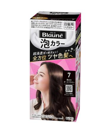 Kao Blaune Bubble Hair Color For Gray Hair - 7 Black Dark Brown (Green Tea Set)