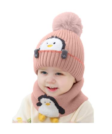 Rayson Baby Winter Warm Hat Kids Knit Scarf Beanie Hat Set Scarves Fleece Lining Loop Scarves for Kids Toddler Beanie Hat Scarf Set Outdoor Sport One Size Pink