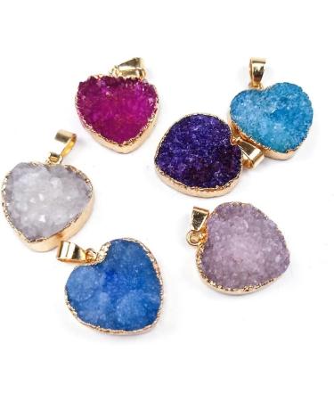 Natural White Crystal Cluster Love Heart Shaped Pendant Gold Edge Gemstone Crystals Electroplating Handmade Suitable for Furniture Decoration Stone Crystal Reiki (Color : Deep Blue) - Buy Online on GoSupps.com