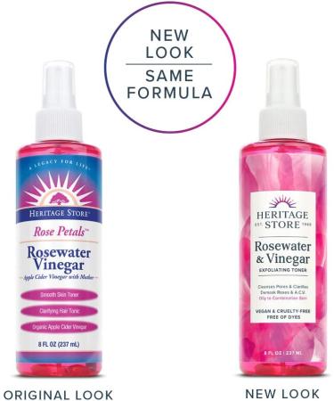 Heritage Store Rosewater Vinegar with Rose Petals - 8 fl oz | Natural Beauty & Wellness - Buy Online on GoSupps.com