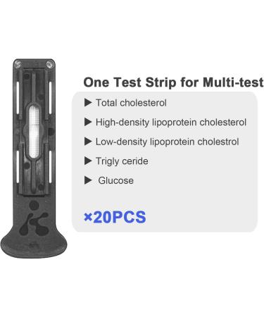 Konsung 20PCS 5-in-1 Test Strips for Total Cholesterol HDL Cholesterol LDL Cholesterol Triglyceride Cholesterol and Glucose - Buy Online on GoSupps.com