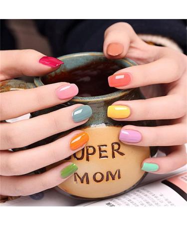 lmoikesz 24 Pieces Solid Coffin False Nails DIY Exquisite French Unique Graceful Colour-fast Personality Acrylic Nail for Manicure Salons 37 - Buy Online on GoSupps.com
