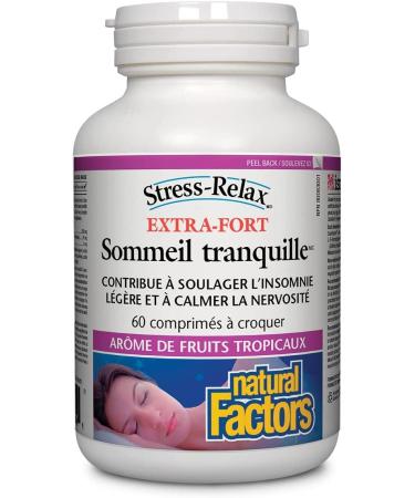 Natural Factors Stress-Relax Extra Strength Tranquil Sleep - 60 Chewable Tablets for Relaxation & Restful Sleep - Buy Online on GoSupps.com