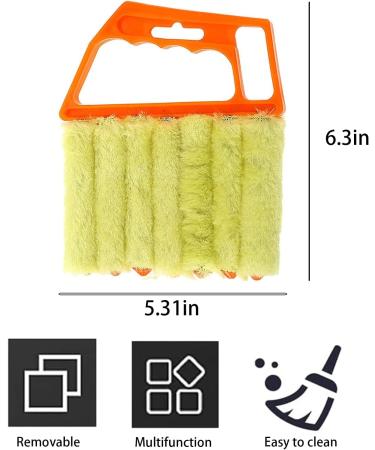 2 Pcs Washable Blind Cleaner Duster Set - Hand-Held Mini Duster Brush for Wood Blinds, Venetian Shades, Window Air Conditioner - Orange Yellow - Buy Online on GoSupps.com