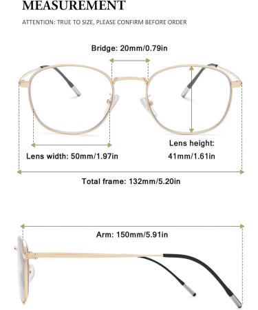 Vevesmundo Blue Light Filter Reading Glasses - Retro Metal Design for Men & Women Anti-Blue Light Visual Aid Gold 2.0x Magnification - Buy Online on GoSupps.com