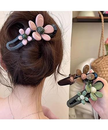 Retro Flower Duckbill Straight Clips Elegant Flower Flat Strong Hold Matte Claw Hair Clips Flower Flat Hair Clips Matte (3pc-F 11.5CM) 3pc-f 11.5CM - Buy Online on GoSupps.com