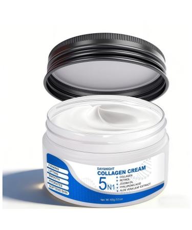 5N1 Collagen Moisturizer with Retinol & Hyaluronic Acid - Deep Hydration Face Cream for Women & Men - Visibly Firms Smooths Wrinkles Plumps Skin - Day & Night Cream 3.5 oz