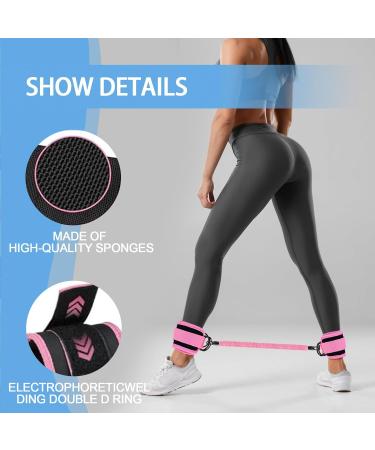 Ankle Resistance Bands with Cuffs Set 60lbs Three Different Pound Resistance Bands for Kickbacks Hip Fitness Training Exercise Bands for Butt Lift Women Pink - Buy Online on GoSupps.com