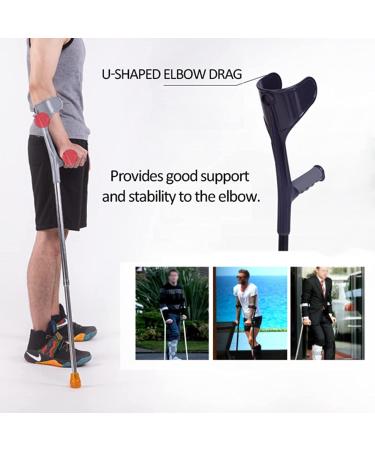 LINYUES 1 Pair Medical Forearm Crutches for Adults Lightweight Walking Crutches Adjustable Arm Crutches for Children Youth Elderly Black - Buy Online on GoSupps.com