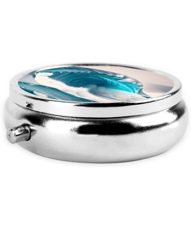 Cartoon Blue Sea Waveround Pill Box | 3 Compartment Organizer | Portable Travel Pill Case - Buy Online on GoSupps.com