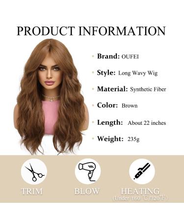 Oefei 24-Inch Long Wavy Brown Wig with Ponytail - Natural Heat-Resistant Synthetic Hair for Women | Ideal for Daily Wear Parties & Cosplay - Buy Online on GoSupps.com