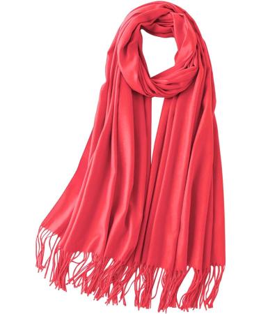 Shop Hanxiulin Women's Warm Autumn Scarves - Stylish Black Buttoned & Versatile Watermelon Red Cashmere Neck Wraps for Every Season - Buy Online on GoSupps.com