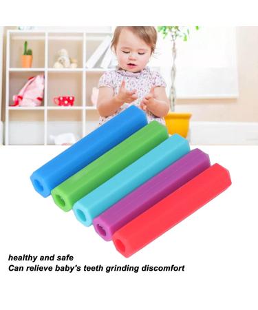 Viagasafamido 5-Piece Silicone Baby Bite Ring Set | Safe Healthy Teething Toys | Red Purple Green Blue Sky Blue - Buy Online on GoSupps.com