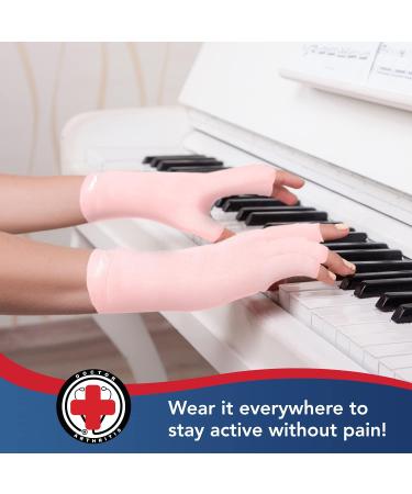 Doctor Developed Pink Copper Arthritis Gloves for Women - Compression Gloves Pair & Doctor Written Handbook for Relief from Joint Symptoms, Raynaud's Disease & Hand Conditions - Size M, Open Finger Design (Pink) - Buy Online on GoSupps.com