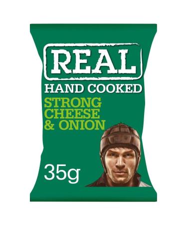 Real Hand Cooked Potato Crisps 35g (Pack of 24) Strong Cheese & Onion 35.00 g (Pack of 24)