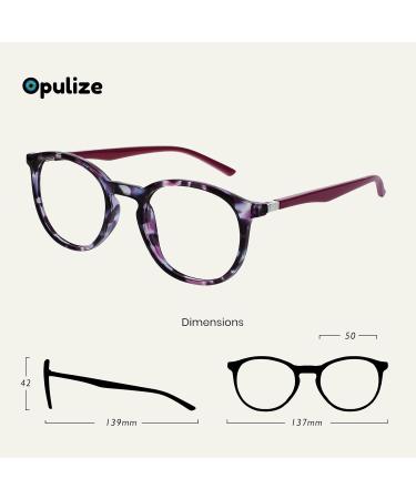 Opulize Met Reading Glasses 4 Pack - Slim Round Frame Scratch-Resistant Unisex Purple Tortoise +3.00 Diopters - Spring Hinges for Comfort - Buy Online on GoSupps.com