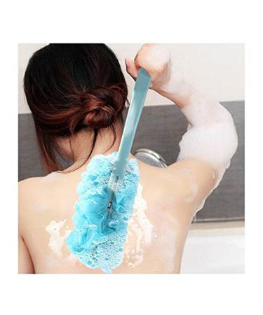 3 Pack Long Handle Bath Brush for Exfoliating Skin - Nylon Mesh & Soft Sponge - Men and Women - Blue, Pink, White - Buy Online on GoSupps.com
