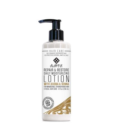 Alaffia Repair & Restore Daily Moisturizing Hair Lotion For Dry Damaged or Dehydrated Hair Natural Wavy and Curly Ethically Traded Non-GMO 8 oz