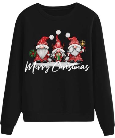 Women's Christmas Snowman and Penguin Print Sweatshirt - Black XXL | Cozy O-Neck Raglan Top for Winter | Cute and Comfy Xmas Jumper - Buy Online on GoSupps.com