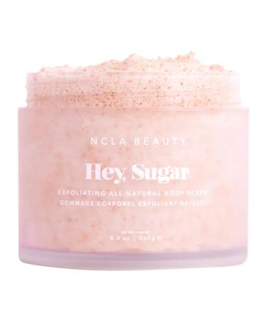 NCLA Beauty Hey Sugar All Natural Body Scrub - Moisturizing Exfoliating Sugar Scrub - Shea Cocoa and Mango Butters - Sandalwood Demerara - 8.8 oz