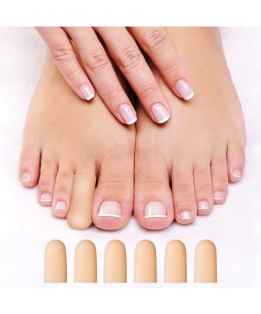 Gel Toe Cap and Silicone Protector 6 Pack to Provide Relief from Missing or Ingrown Toenails Corns Calluses Blisters Hammer Toes - Cushioning Toe Covers for Women & Men - Small size