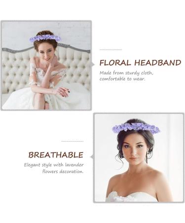 minkissy Flower Headband Lavender Flower Garland Lavender Headband Flower Crown Lavender Headpiece for Beach Vacation (Light Purple) - Buy Online on GoSupps.com