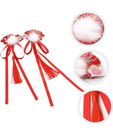 ibasenice 3 Pairs Children's Hairpin Butterfly Hair Clips Chinese New Year Hair Clips Hair Clip Accessories Polymer Clay Cane Styling Hair Clips Decor Red Fabric Ribbon Woman Chinese Style - Buy Online on GoSupps.com