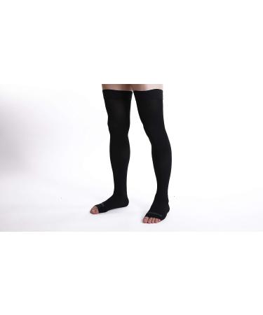Doc Miller Open Toe Thigh High Compression Stockings 20-30mmHg - Pregnancy Support & Varicose Veins Relief - Black Medium 1 Pair - Buy Online on GoSupps.com