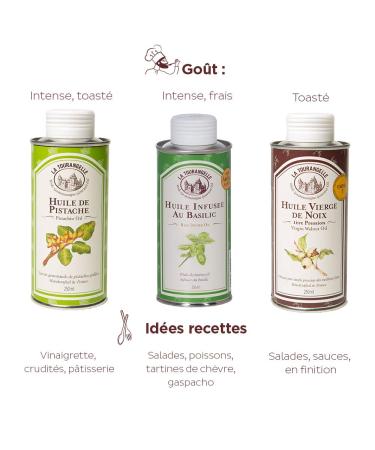 La Tourangelle Walnut Oil Basil Oil & Pistachio Oil Trio Pack - 750 ml | Premium Gourmet Oils for Cooking & Dressing | International Shipping Available - Buy Online on GoSupps.com