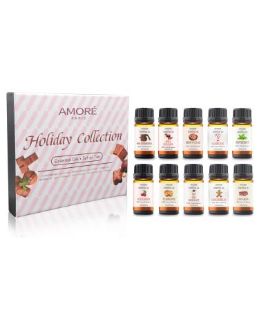 Holiday Collection Therapeutic-Grade Aromatherapy Essential Oil Set (10-Piece)