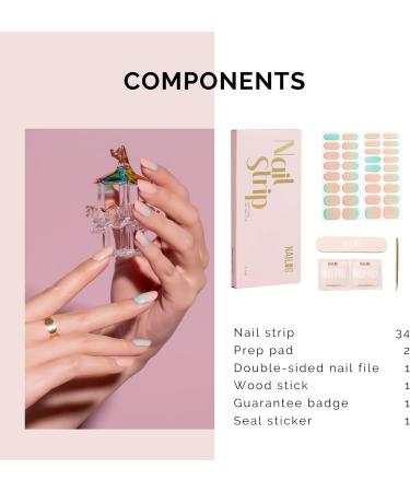 NAILOG Semi Cured Gel Nail Strips 34 pcs Salon-Quality Gel Nail Stickers Long Lasting Nail Wraps for Women with Soft Gel Finish New Dawn - Buy Online on GoSupps.com