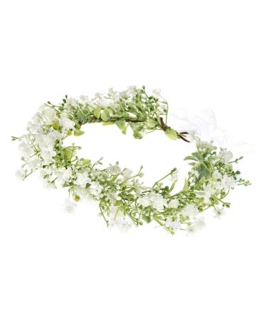 June Bloomy Bridal Flower Crown - Rose Floral Headband for Women - Maternity Photo Prop/Baby Shower - White Leaf Hair Wreath - Buy Online on GoSupps.com