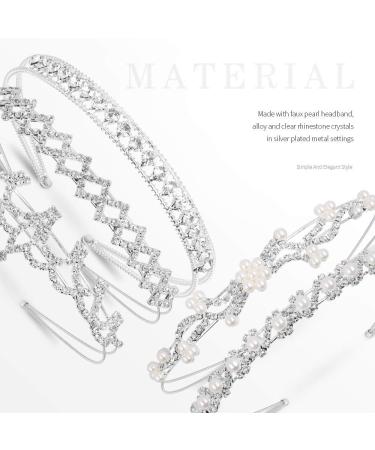 Teenitor Crystal Headband Set - 5 Rhinestone Hair Accessories for Women & Girls | Wedding & Party Tiara Headdress - Silver - Buy Online on GoSupps.com
