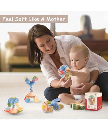 Inbeby Teething Toys for Baby | 8 Multi-Shape Texture Teethers | 2 in 1 Rattle & Silicone Teether | Soothes Sore Gums | Infant Boy Girl 0-12 Months - Buy Online on GoSupps.com