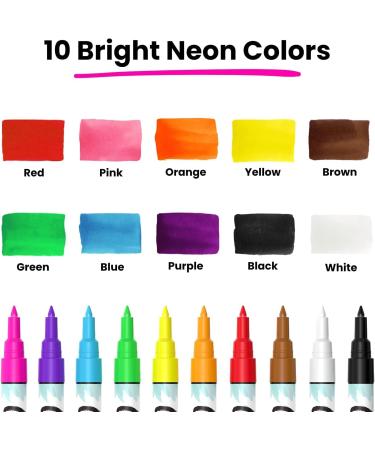 Chalkboard Chalk Markers 10 Pack 1mm Extra Fine Tip Neon Color Pens - For Blackboards, Bistros, Windows - Neon - Buy Online on GoSupps.com
