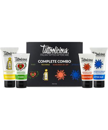 Tattoolicious Complete combo attach + refill + Sunscreen 50+ SPF + AFTER SUN- Care maintenance and sun protection for tattoos with organic active ingredients. - Buy Online on GoSupps.com