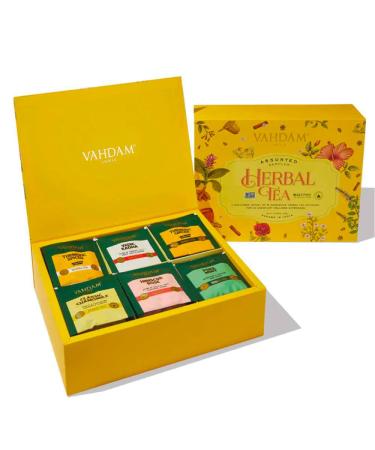 Vahdam varieties herbs tea trial set (6 variants 60 tea bags) tea types pack long -leaved tea bag tea gift set |Gifts for women and men Herbal Tea Sampler (10 x 6 variants)