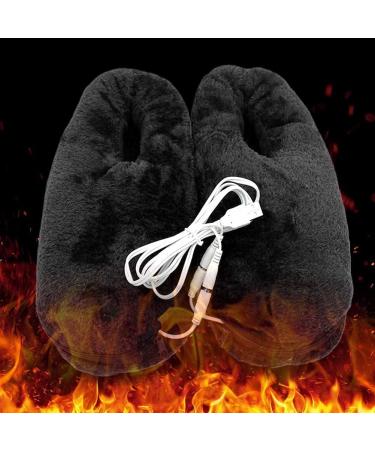 USB Heated Foot Warmers - Plush Electrical Heating Slippers & Boots for Winter | Warm Shoes for Men & Women (Black) - Buy Online on GoSupps.com