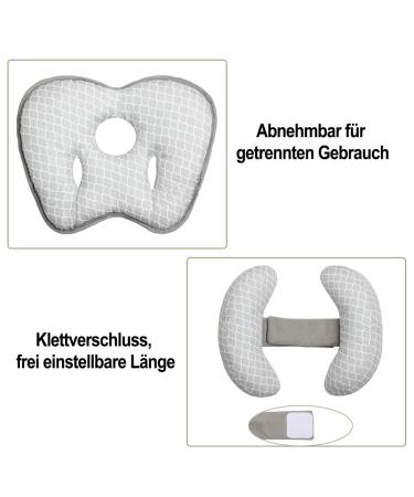 Buy Aipinqi Baby Head & Neck Pillow - Soft Bio Cotton Adjustable Stroller & Car Seat Travel Pillow for Toddlers (Gray & White) - Buy Online on GoSupps.com