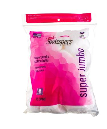 Swisspers Super Jumbo Cotton Balls, 100% Cotton, 70 ea (Pack of 4)