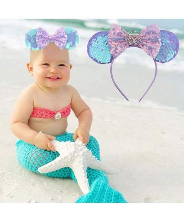 Kovcfon Mouse Ears Cosplay Party Headband Shiny Bow Mouse Ears Cute Headband Girls Ladies Princess Party Decorations Cosplay (Purple) - Buy Online on GoSupps.com