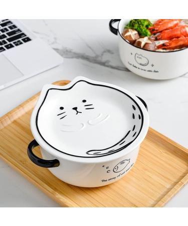 Pzhoais Japanese Household Noodle Bowl Ceramic Soup Bowl with Handle Salad Pasta Bowl Kitchen Oven Bakware-A - Buy Online on GoSupps.com