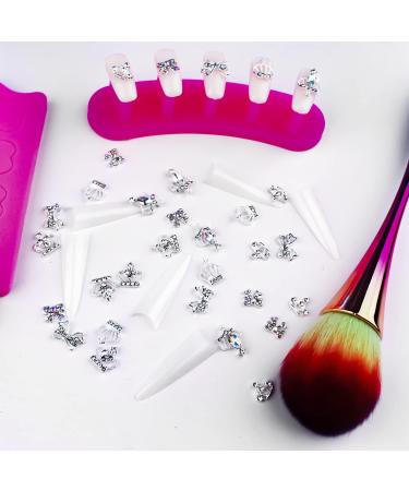 30pcs Alloy Silver Crown and Bow Nail Charms with Clear Rhinestone - Nail Art Accessories for Women and Girls - Buy Online on GoSupps.com