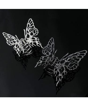 2 Pack Butterfly Metal Large Hair Claw Clips for Women - Retro Black/Silver Hair Jaw Clips - Strong Hold for Thick Hair - Fashionable Hair Accessories for Girls - Buy Online on GoSupps.com