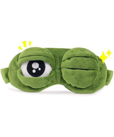 Cute Frog 3D Cartoon Unisex Sleep Eye Mask | Soft Blindfold for Sleeping, Travel, Office | Relaxation Mask in D-Green (9.45 x 3.35 inches) - Buy Online on GoSupps.com