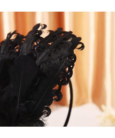 GENBREE 1920s Flapper Headband - Black Feather Hair Hoop for Women and Girls - Buy Online on GoSupps.com