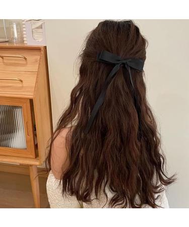 CHIULOIAN 4PCS Hair Bow Clips for Women Girls Black White Long Tail Bow Hair Clips Tassel Ribbon Bowknot Clips Hair Barrette Accessories for Birthday Party Show - Buy Online on GoSupps.com