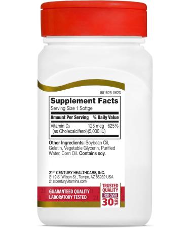 21st Century Vitamin D3 250 mcg (10,000 IU) Rapid Release Softgels, 110 Count (Pack of 2) - Buy Online on GoSupps.com