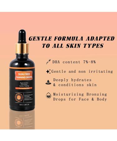Natural Organic Self-Tanning Drops for Face -7- Carrot Seed Oil Jojoba & DHA Bronzing Drops | Hydrating Vegan Tanning Serum with Beetroot & Turmeric | Gentle Face Tanner for Sunless Glow Plant extraction-7 - Buy Online on GoSupps.com