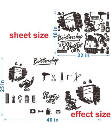 Barbershop Wall Sticker - Cute Mirror Chair Razor & Scissors Designs | Removable PVC Decor for Hair Salon | 25x40 cm (Black-JWH209 - Buy Online on GoSupps.com
